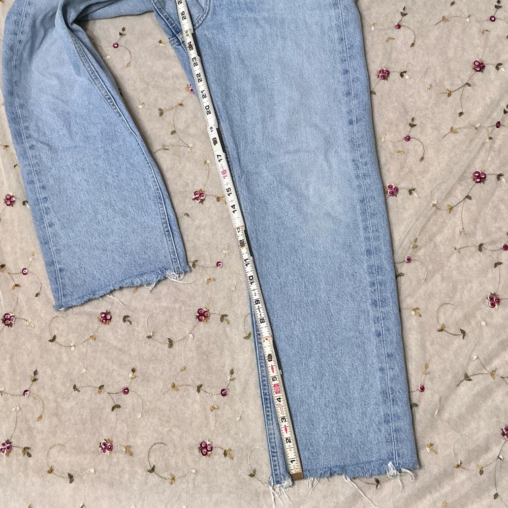 AGOLDE‎ 90s High Rise Straight Leg Crop Light Wash Raw Hem Jeans Size 23 - Picture 5 of 12